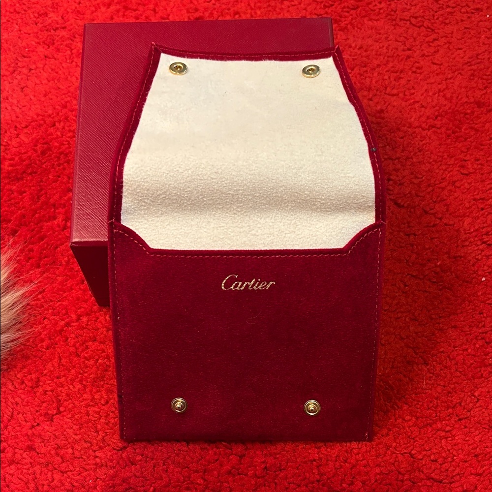 Cartier Burgundy and Cream Jewelry Pouch